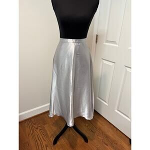 Alex Evenings Silky Silver Cocktail Skirt